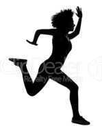 woman runnner running in silhouette