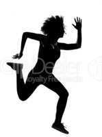 young afro american woman silhouette runner running