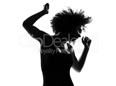 young afro american woman silhouette dancing