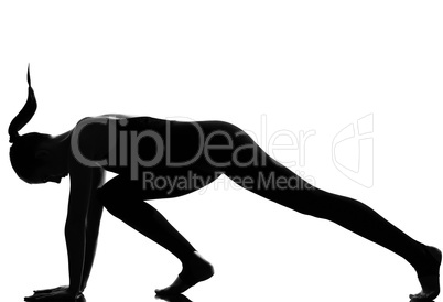 woman ballet dancer stretching warming up