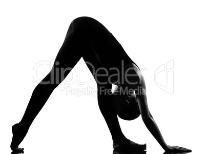 woman ballet dancer stretching warming up