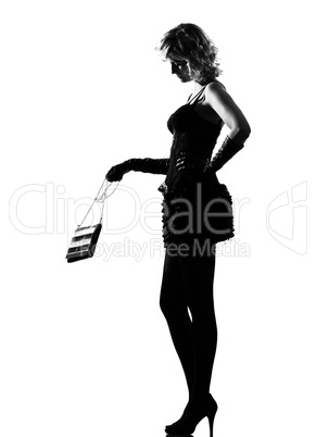 stylish silhouette woman sexy with purse
