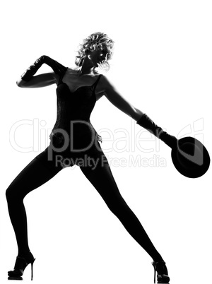 stylish silhouette woman dancing cabaret