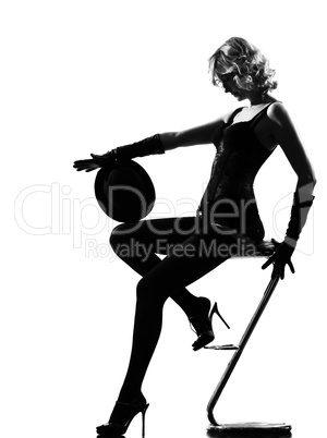 stylish silhouette woman dancing cabaret