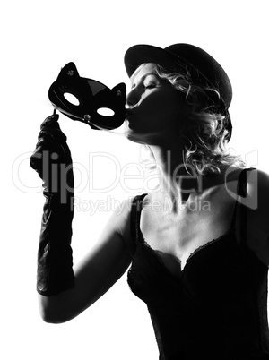 stylish silhouette woman masquerade mask