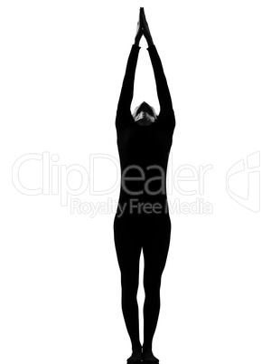 woman sun salutation yoga surya namaskar pose