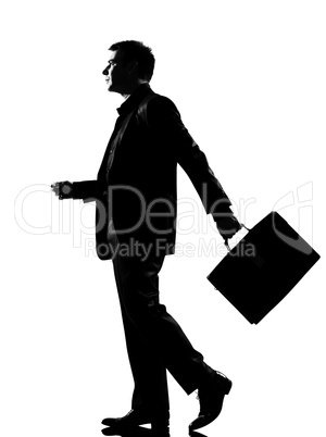 silhouette  man  walking profile with briefcase