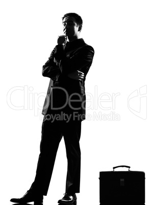 silhouette business man attitude thinking pensive