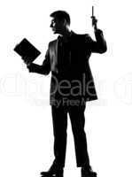 silhouette  man with note pad