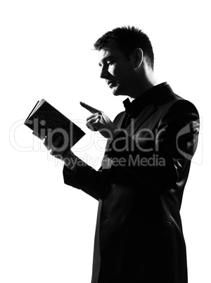 silhouette  man with note pad