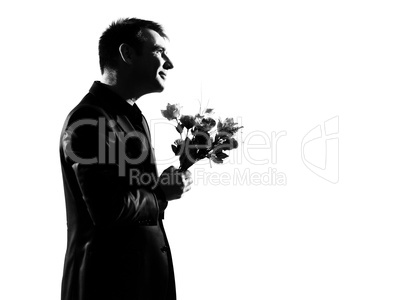 silhouette  man offering flowers