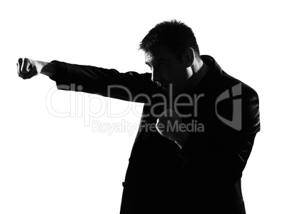 silhouette  man  boxing gesture