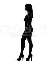 stylish silhouette woman standing profile full length