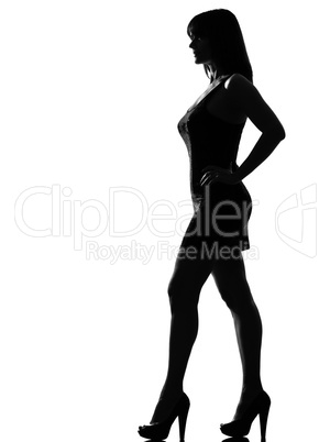 stylish silhouette woman standing profile full length