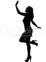 stylish silhouette woman dancing happy