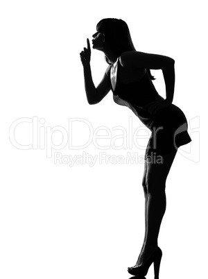 stylish silhouette woman hushing silence