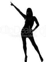 stylish silhouette woman dancing posture pointing