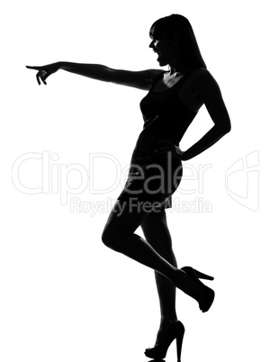 stylish silhouette woman laughing pointing