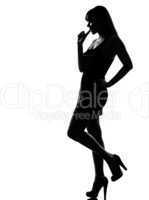 stylish silhouette woman thinking choosing