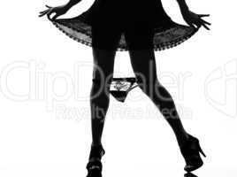stylish silhouette woman legs loosing her underwear