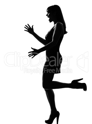 stylish silhouette woman happy welcoming