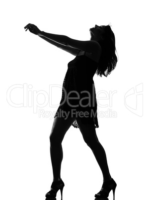 stylish silhouette woman dancing full length