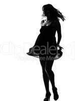 stylish silhouette woman walking dancing
