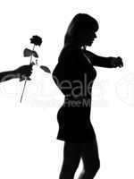 stylish silhouette woman waiting  late lover