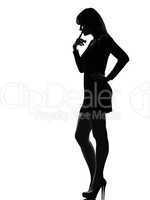 stylish silhouette woman full length thinking