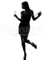 stylish silhouette woman partying drinking champagne