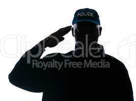Close-up of policeman saluting