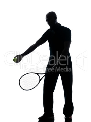 man tennis player at service