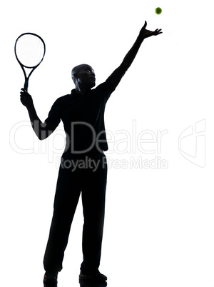 man tennis player at service