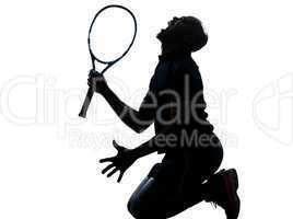 man tennis player kneeling screaming