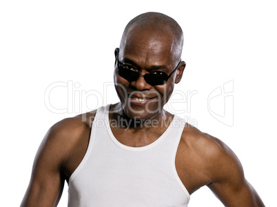 Portrait of man looking through sunglasses