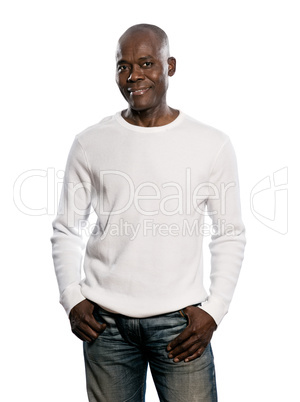 Casual afro American man standing with hands in pocket