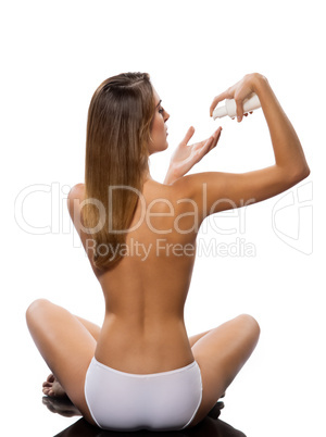 Sexy fit woman with moisturize