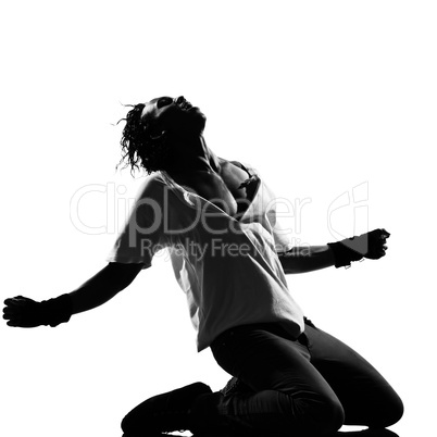 hip hop funk dancer dancing man kneeling screaming