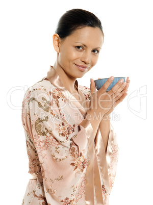 drinking hot drink tea woman asian
