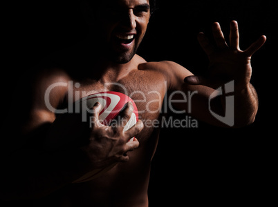 sexy topless rugby man portrait