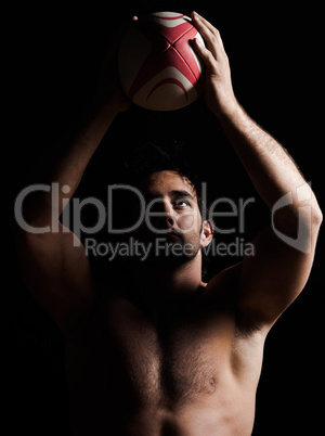 sexy topless rugby man portrait