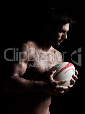 sexy topless rugby man portrait