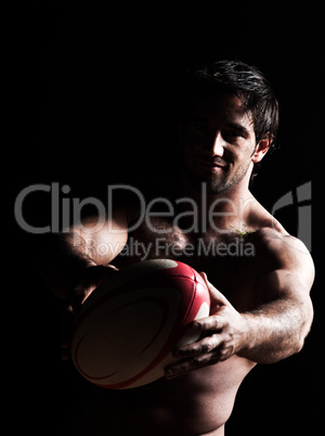 sexy topless rugby man portrait