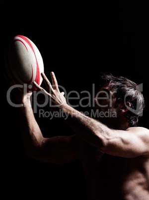 sexy topless rugby man portrait