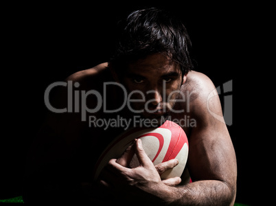 sexy topless rugby man portrait