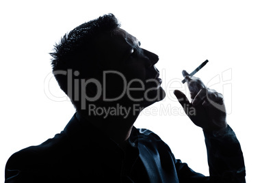 silhouette man portrait smoking cigarette