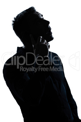 silhouette man portrait  telephone surprised