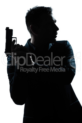 silhouette man portrait with gun