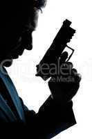 silhouette man portrait with gun