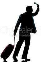 silhouette man business traveler  hurrying late